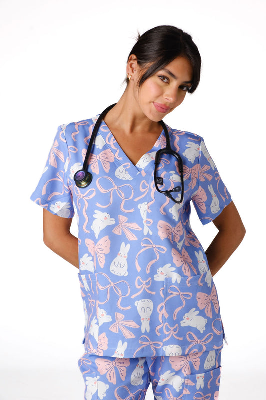 Bunny & Ribbons Scrub Set