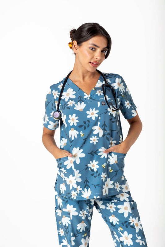 Dusky Daisy Scrub Set