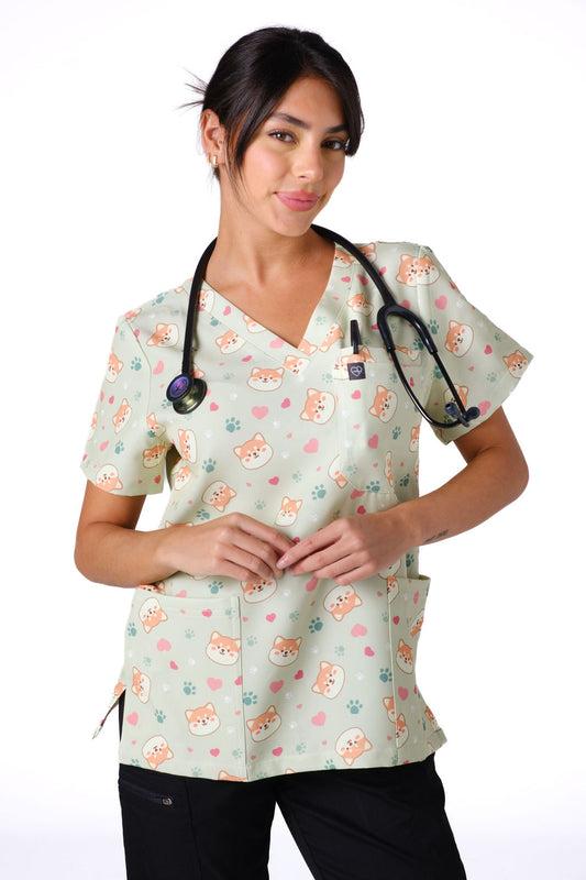Shiba Scrub Top