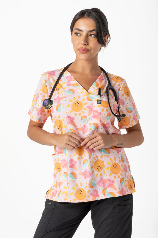 Summer Vibes Scrub Top
