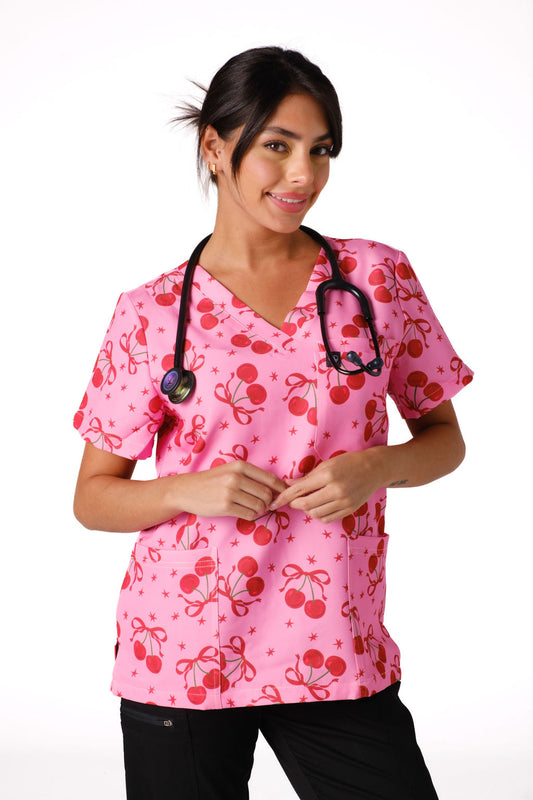 Cherry Bomb Scrub Top