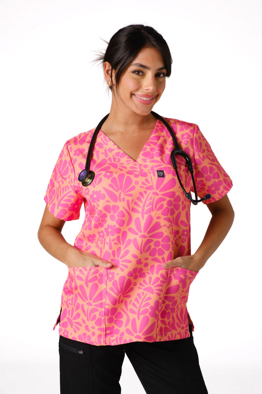 Tropical Blooms Scrub Top
