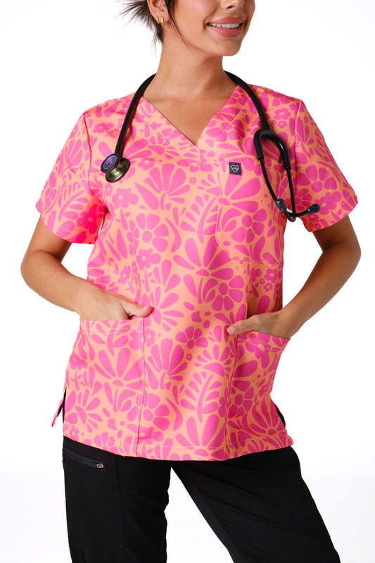 Tropical Blooms Scrub Top