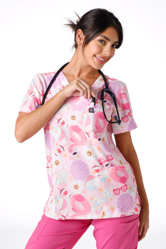Beachy Vibes Scrub Top