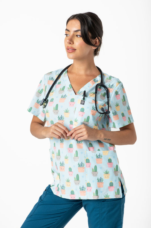 Happy Plants Scrub Top