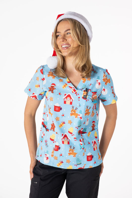 Holiday Cheer Scrub Top