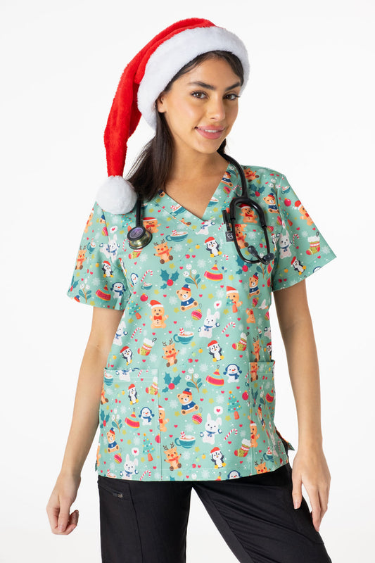Xmas Choco Scrub Top