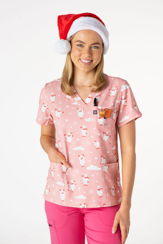 Dancing Polar Bears Scrub Top