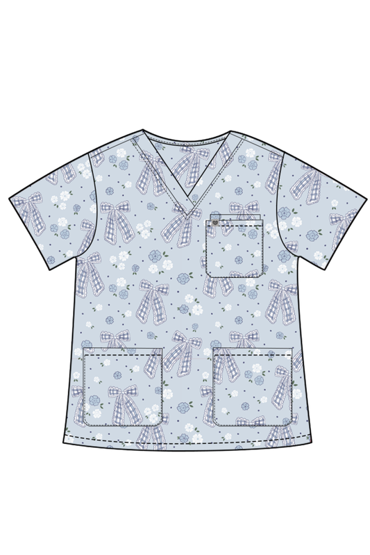Vintage Ribbons Scrub Top