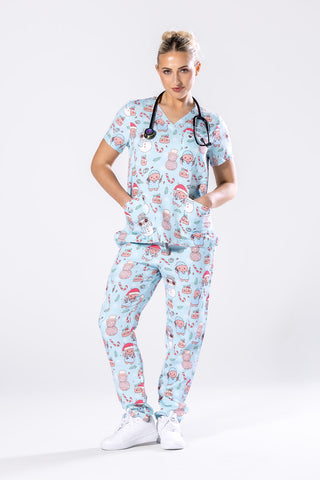 Disco Christmas Shift Scrub Set