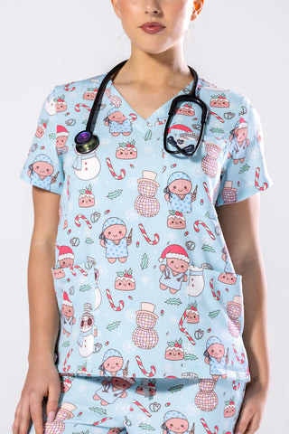 Disco Christmas Shift Scrub Set