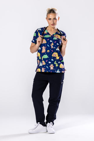 Camping Bears Scrub Top