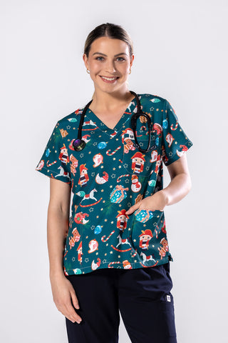 Santas Workshop Scrub Top