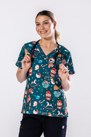Santas Workshop Scrub Top