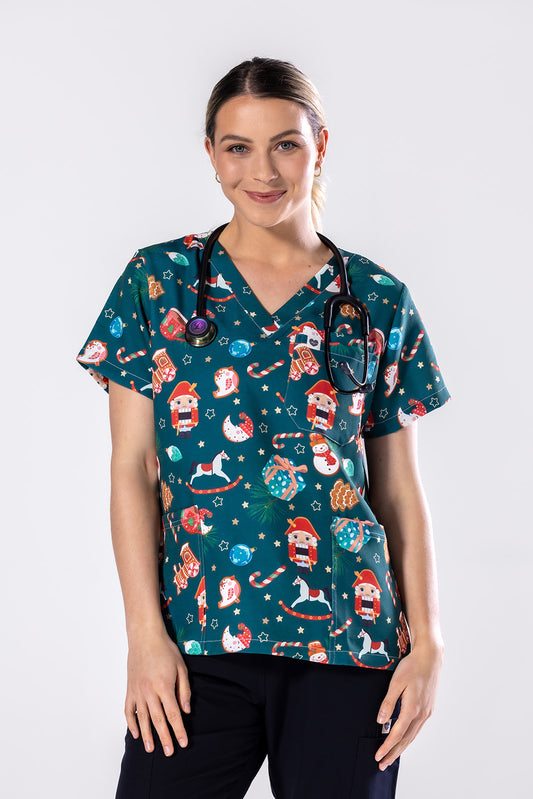 Santas Workshop Scrub Top