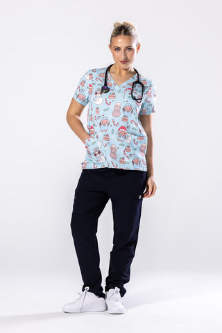 Disco Christmas Shift Scrub Top