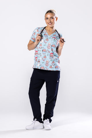 Disco Christmas Shift Scrub Top