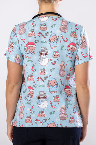 Disco Christmas Shift Scrub Top
