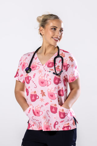 Pinkmas Choco Scrub Top