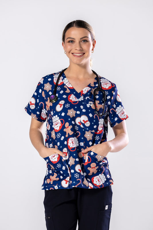 Santas Treat Scrub Top