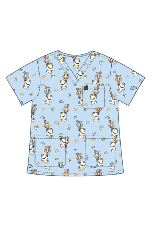 Floating Pups Scrub Top