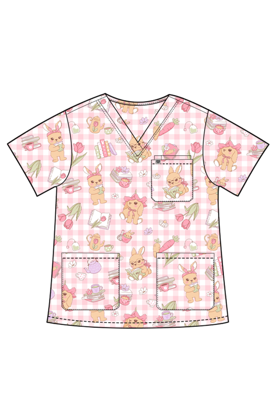 Bunny Brew Picnic Scrub Top