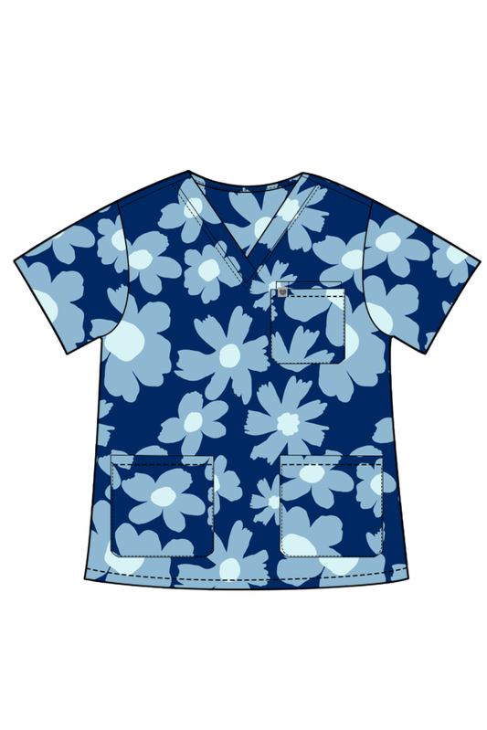 Frosty Blooms Scrub Top