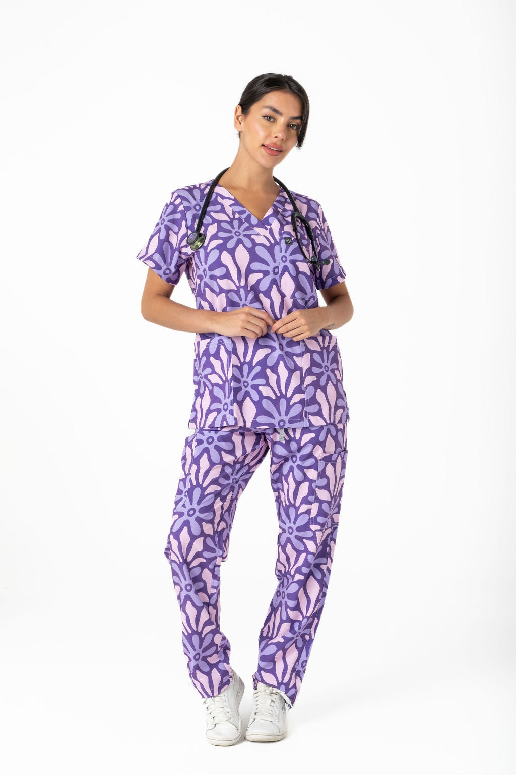 Purple Blooms Scrub Set