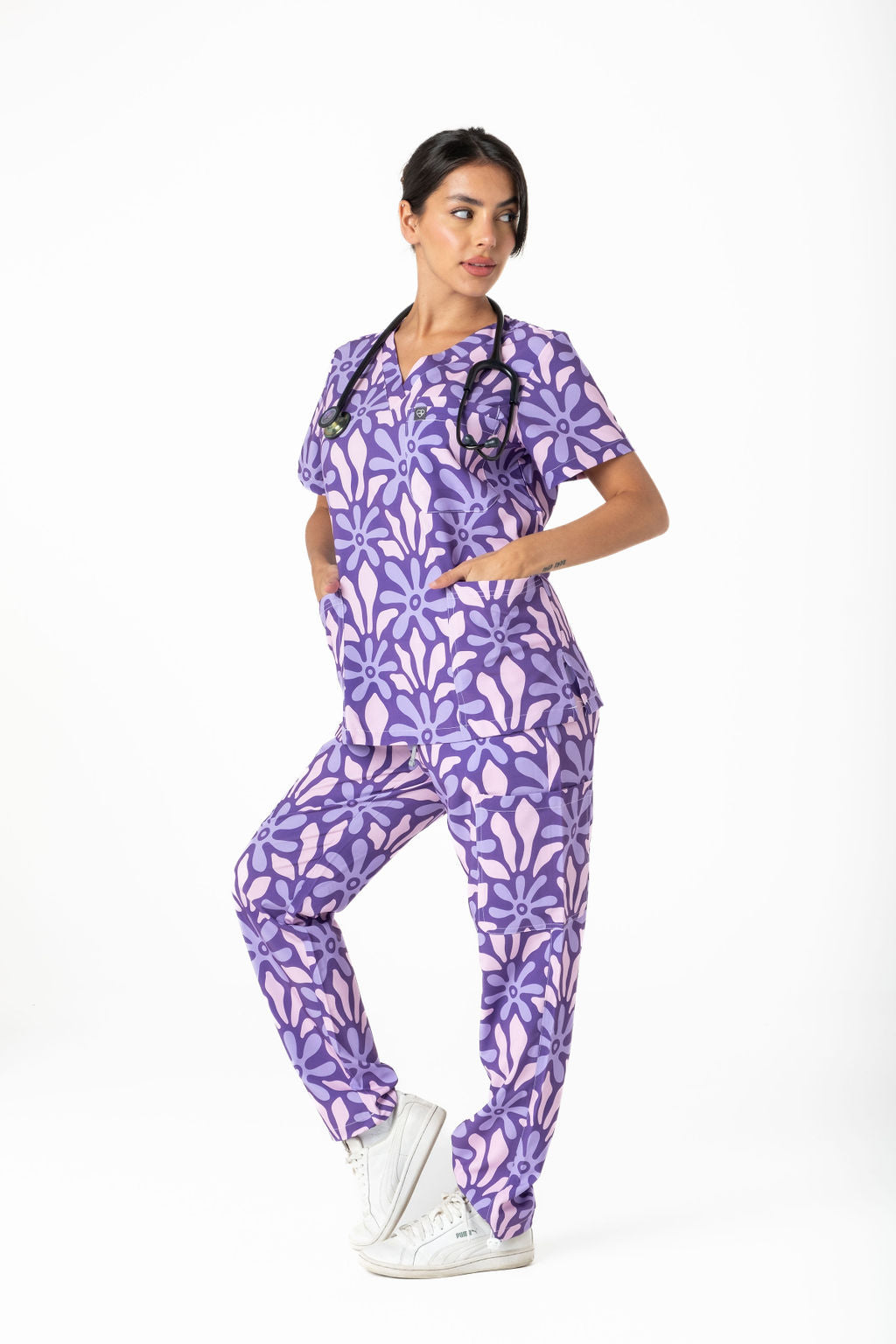 Purple Blooms Scrub Set