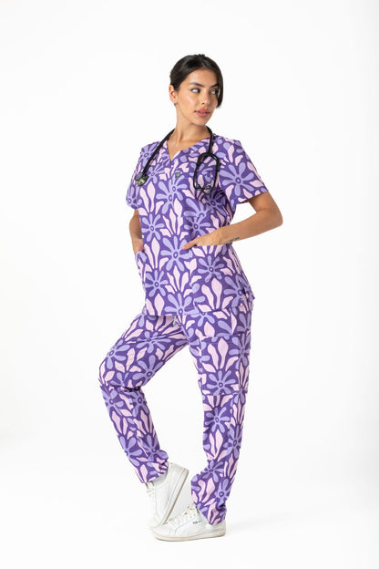 Purple Blooms Scrub Set