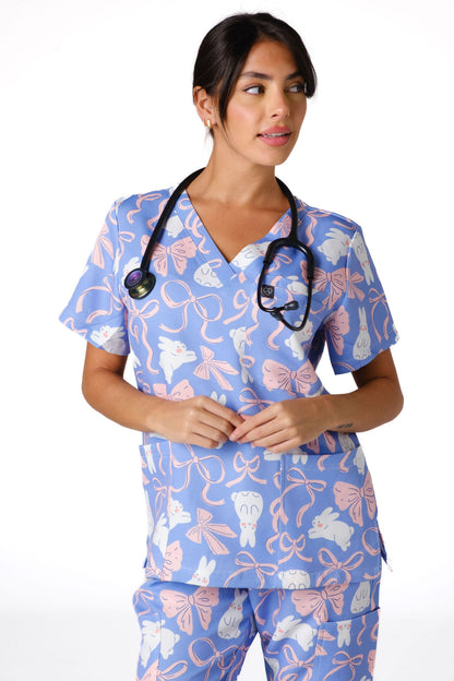 Bunny & Ribbons Scrub Set