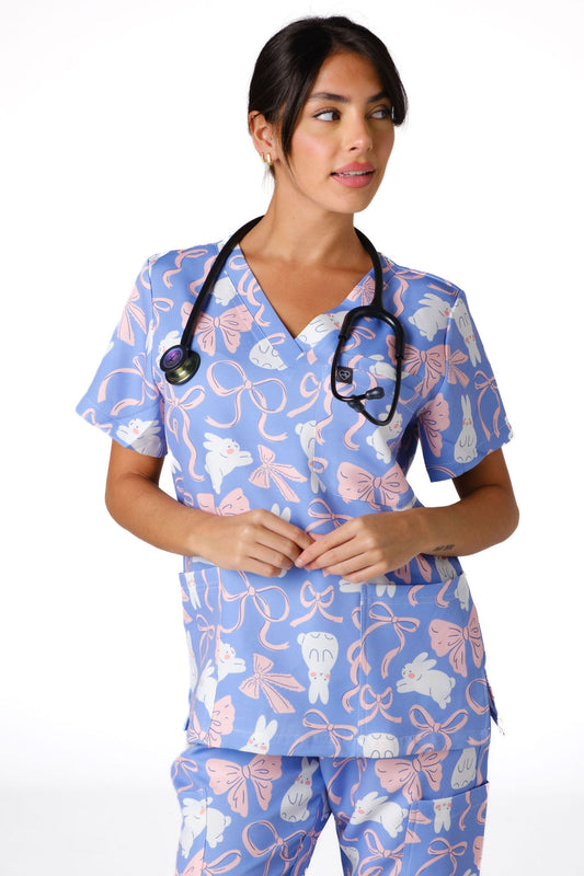 Bunny & Ribbons Scrub Set