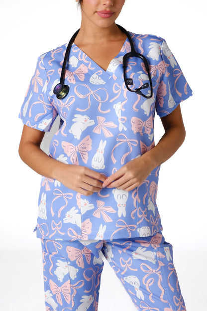 Bunny & Ribbons Scrub Set