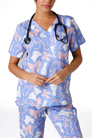 Bunny & Ribbons Scrub Set