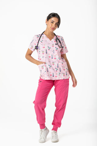 Pink Llama Scrub Top