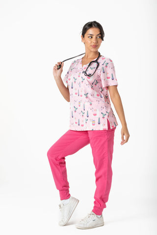 Pink Llama Scrub Top
