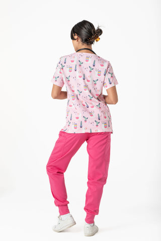 Pink Llama Scrub Top