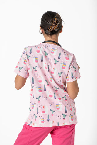 Pink Llama Scrub Top