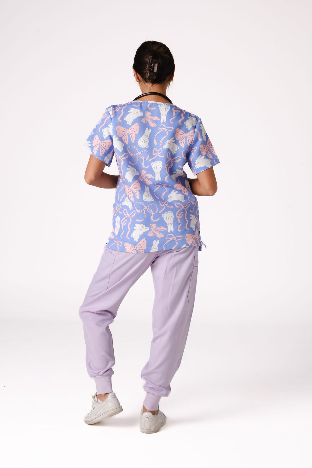 Bunny & Ribbons Scrub Top