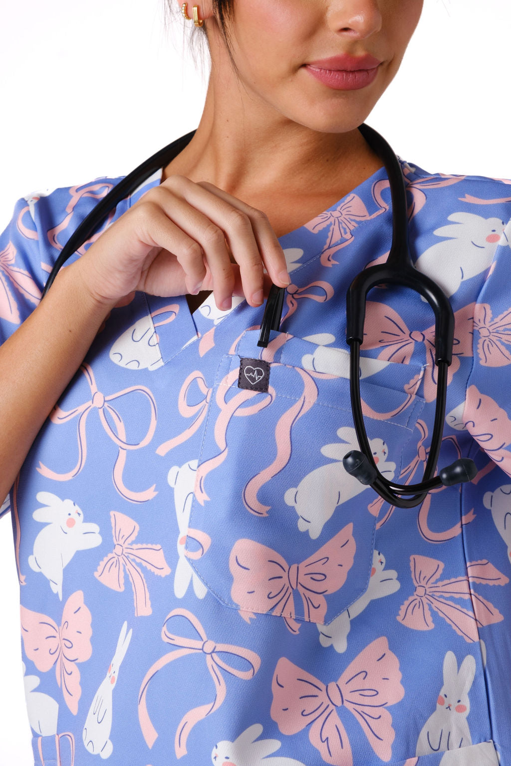 Bunny & Ribbons Scrub Top