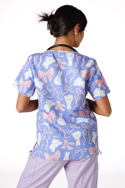 Bunny & Ribbons Scrub Top