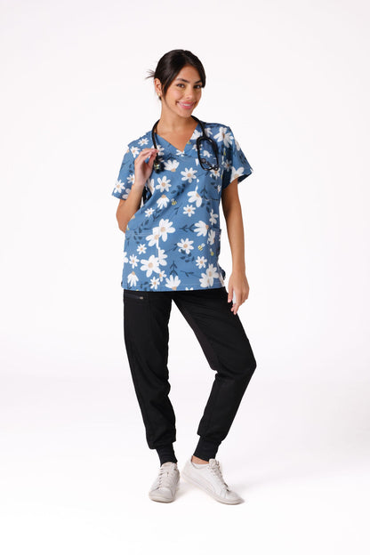 Dusky Daisy Scrub Top