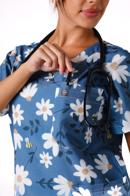Dusky Daisy Scrub Top