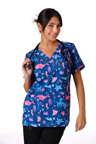 Deep Sea Delight Scrub Top