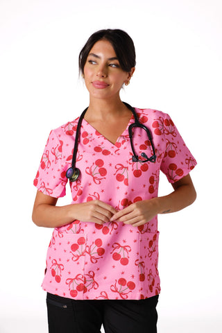 Cherry Bomb Scrub Top