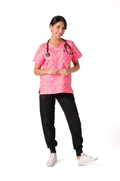 Tropical Blooms Scrub Top