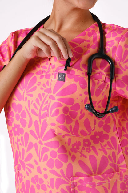 Tropical Blooms Scrub Top