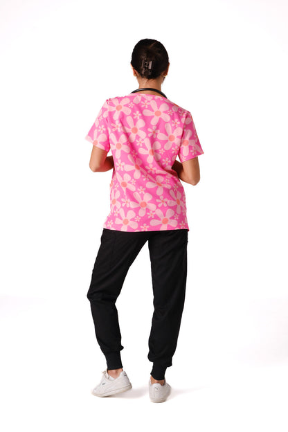 Groovy Pink Scrub Top