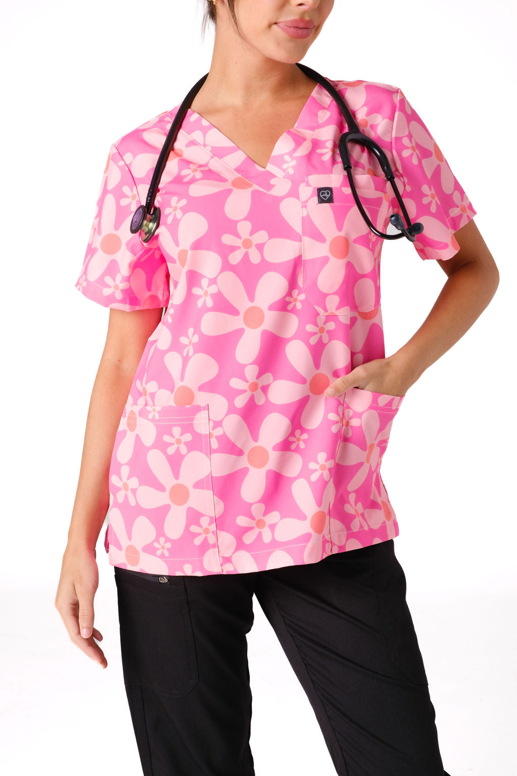 Groovy Pink Scrub Top