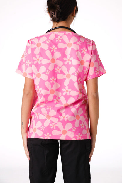 Groovy Pink Scrub Top